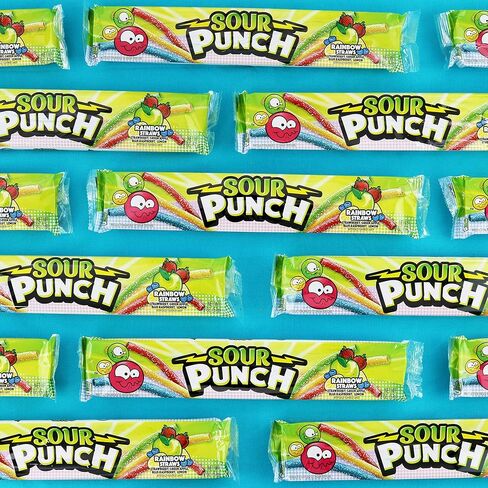 Sour Punch Straws, Rainbow Fruit Flavors, Chewy Sweet & Sour Candy, 2oz Tray (24 Pack) in Saudi Arabia