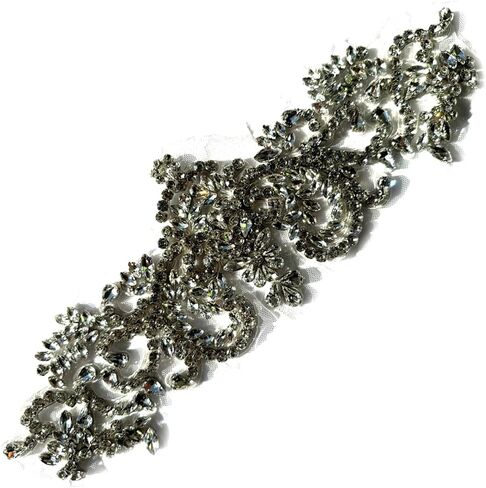 1PC Silvr Small Rhinestones Beaded Pretty Applique Patch for Clothing Belt Hair Decoration in Saudi Arabia