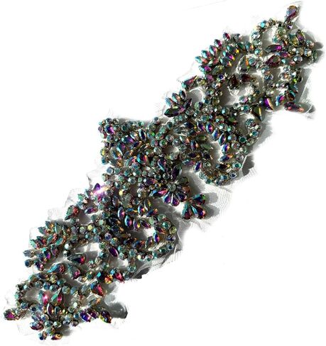 1PC Silvr Small Rhinestones Beaded Pretty Applique Patch for Clothing Belt Hair Decoration in Saudi Arabia