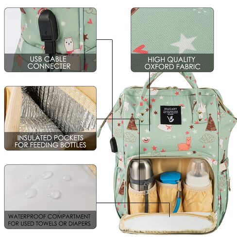 حقيبة ظهر للحفاضات من HALOVIE، حقيبة ظهر للسفر متعددة الوظائف بسعة كبيرة للأمهات، حقائب تغيير حفاضات الأطفال المقاومة للماء، على شكل فيل in Kuwait