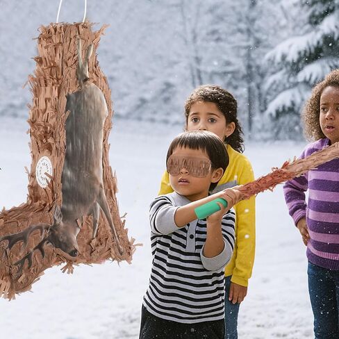 Seematn الشتاء الصيد الطرف الديكور 16 × 10 بوصة 3D Piñata الصيد حفلة عيد ميلاد Piñata مع عصا العصا معصوب العينين حلويات لموضوع كامو استحمام الطفل لوازم الشتاء الديكور في الهواء الطلق (الغزلان) in Saudi Arabia