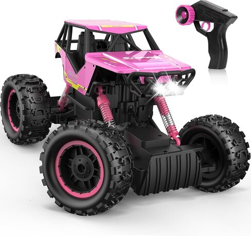 DOUBLE E 1:12 RC Monster Truck - سيارة دفع رباعي للطرق الوعرة تعمل بالتحكم عن بعد مع محركات مزدوجة ومصابيح أمامية in Kuwait