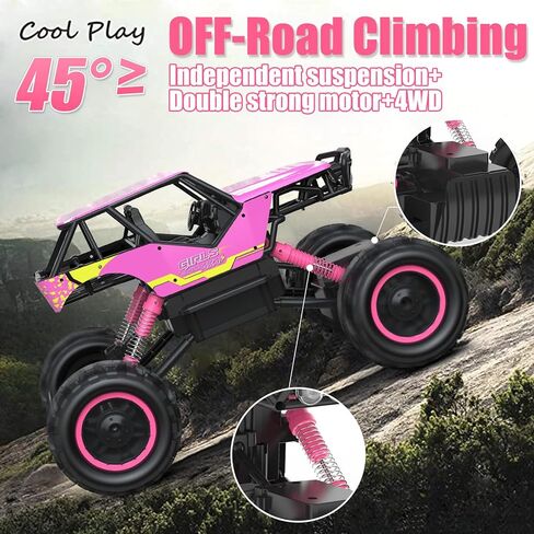 DOUBLE E 1:12 RC Monster Truck - سيارة دفع رباعي للطرق الوعرة تعمل بالتحكم عن بعد مع محركات مزدوجة ومصابيح أمامية in Kuwait