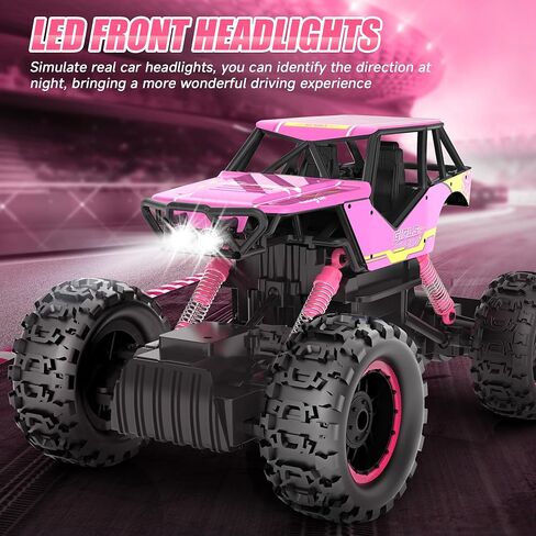 DOUBLE E 1:12 RC Monster Truck - سيارة دفع رباعي للطرق الوعرة تعمل بالتحكم عن بعد مع محركات مزدوجة ومصابيح أمامية in Kuwait