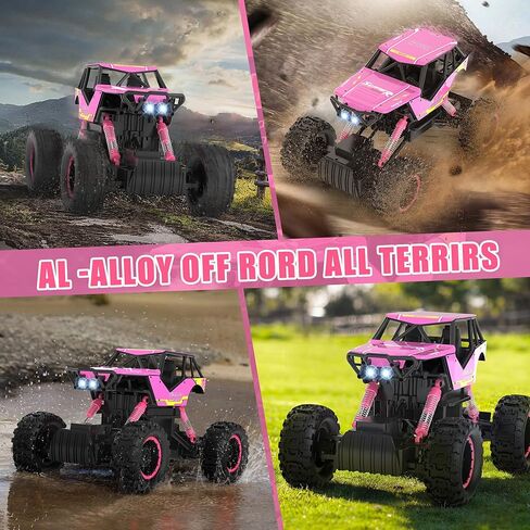 DOUBLE E 1:12 RC Monster Truck - سيارة دفع رباعي للطرق الوعرة تعمل بالتحكم عن بعد مع محركات مزدوجة ومصابيح أمامية in Kuwait