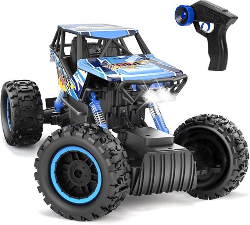 DOUBLE E 1:12 RC Monster Truck - سيارة دفع رباعي للطرق الوعرة تعمل بالتحكم عن بعد مع محركات مزدوجة ومصابيح أمامية in Kuwait