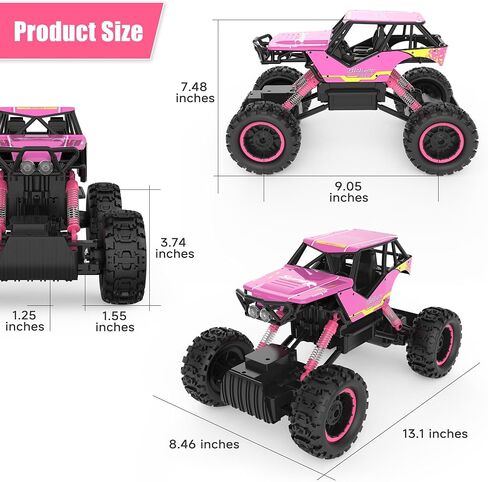 DOUBLE E 1:12 RC Monster Truck - سيارة دفع رباعي للطرق الوعرة تعمل بالتحكم عن بعد مع محركات مزدوجة ومصابيح أمامية in Kuwait
