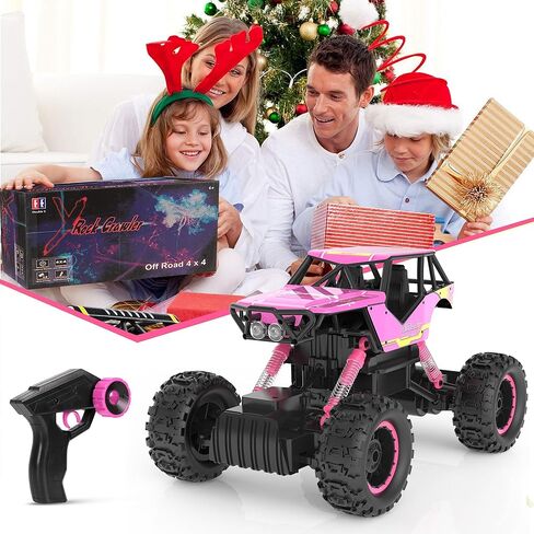 DOUBLE E 1:12 RC Monster Truck - سيارة دفع رباعي للطرق الوعرة تعمل بالتحكم عن بعد مع محركات مزدوجة ومصابيح أمامية in Kuwait