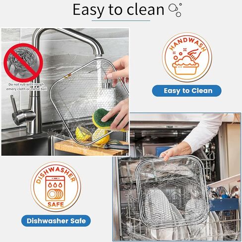 GCQ Air Fryer Rack Set of 3, Square Stackable Dehydrator Racks for Air Fryer & Oven Use, 8x8x1.7 Inch Food Grade Stainless Steel Grid, Compatible with Air Fryers Inner Size ≥8.7 Inch in Saudi Arabia