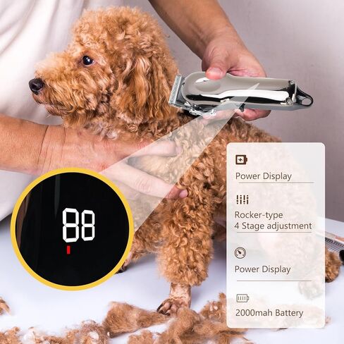 VINGVO Cordless Horse Clippers, Rechargeable Livestock Clippers with Low Noise, 180min Runtime & 4 Guards for Horse Dog Grooming Thick Hair in Saudi Arabia