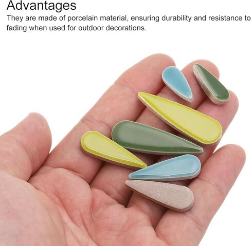 Generic Petal Mosaic Tiles for Crafts 100g Tear Drop Porcelain Mosaic Tiles for Mosaic Art Projects and Outdoor Decorations Green+Gray Blue+Grass Green in Saudi Arabia