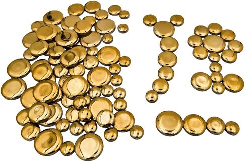 200g Iridescent Round Mosaic Tiles for Crafts Bulk, 11mm-23mm 4 Size Circular Mosaic Ceramic Pieces for Vases, Garden Decor, DIY Mosaic Making (Gold) in Saudi Arabia