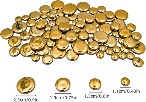 200g Iridescent Round Mosaic Tiles for Crafts Bulk, 11mm-23mm 4 Size Circular Mosaic Ceramic Pieces for Vases, Garden Decor, DIY Mosaic Making (Gold) in Saudi Arabia