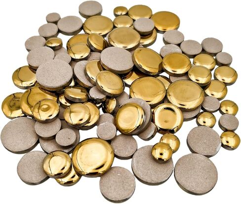 200g Iridescent Round Mosaic Tiles for Crafts Bulk, 11mm-23mm 4 Size Circular Mosaic Ceramic Pieces for Vases, Garden Decor, DIY Mosaic Making (Gold) in Saudi Arabia
