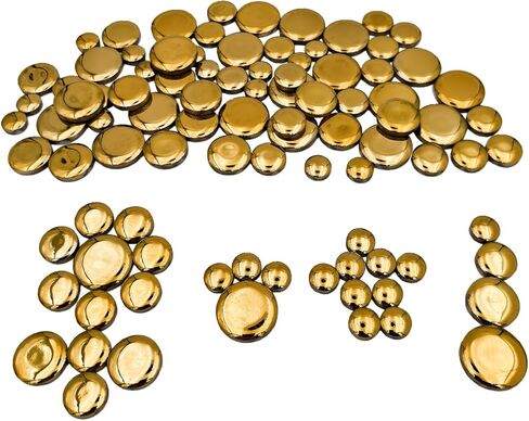 200g Iridescent Round Mosaic Tiles for Crafts Bulk, 11mm-23mm 4 Size Circular Mosaic Ceramic Pieces for Vases, Garden Decor, DIY Mosaic Making (Gold) in Saudi Arabia