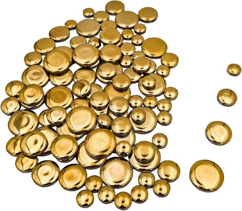 200g Iridescent Round Mosaic Tiles for Crafts Bulk, 11mm-23mm 4 Size Circular Mosaic Ceramic Pieces for Vases, Garden Decor, DIY Mosaic Making (Gold) in Saudi Arabia