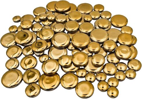 200g Iridescent Round Mosaic Tiles for Crafts Bulk, 11mm-23mm 4 Size Circular Mosaic Ceramic Pieces for Vases, Garden Decor, DIY Mosaic Making (Gold) in Saudi Arabia