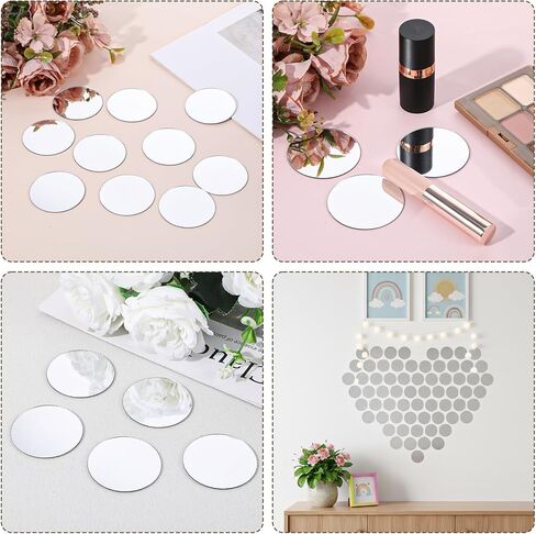 50 Pcs Mini Acrylic Round Mirror Tiles, Self Adhesive Circles Decorative Mosaic Mirror Sheets, 2 Inch Small Round Craft Mirrors Tiles Stickers for Wall, Mosaics, DIY Craft, Jewelry Making, Home Decor in Saudi Arabia