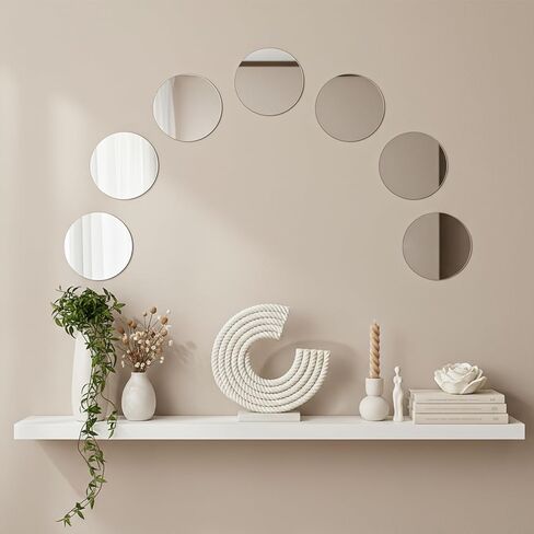 50 Pcs Mini Acrylic Round Mirror Tiles, Self Adhesive Circles Decorative Mosaic Mirror Sheets, 2 Inch Small Round Craft Mirrors Tiles Stickers for Wall, Mosaics, DIY Craft, Jewelry Making, Home Decor in Saudi Arabia