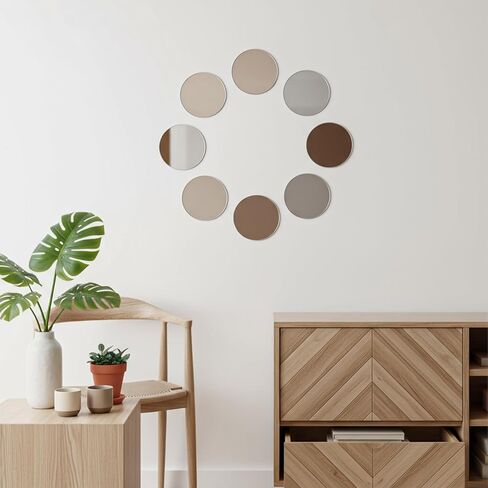 50 Pcs Mini Acrylic Round Mirror Tiles, Self Adhesive Circles Decorative Mosaic Mirror Sheets, 2 Inch Small Round Craft Mirrors Tiles Stickers for Wall, Mosaics, DIY Craft, Jewelry Making, Home Decor in Saudi Arabia