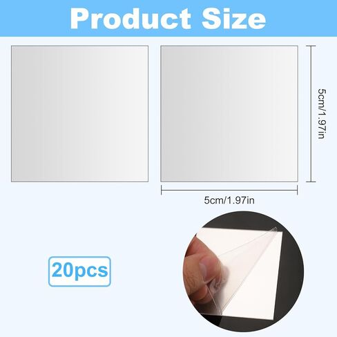 20-Pack Mini Size Square Mirror Adhesive - Small Craft Mosaic Mirror Pierces for Crafts,Disco Balls and DIY Projects Supplies Home Decoration(2 x 2 Inch) in Saudi Arabia