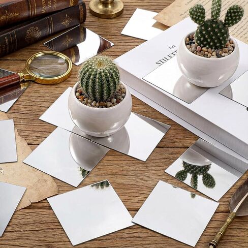 20-Pack Mini Size Square Mirror Adhesive - Small Craft Mosaic Mirror Pierces for Crafts,Disco Balls and DIY Projects Supplies Home Decoration(2 x 2 Inch) in Saudi Arabia