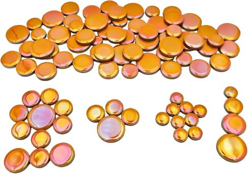 200g Iridescent Round Mosaic Tiles for Crafts Bulk, 11mm-23mm 4 Size Circular Mosaic Ceramic Pieces for Vases, Garden Decor, DIY Mosaic Making (Gold) in Saudi Arabia