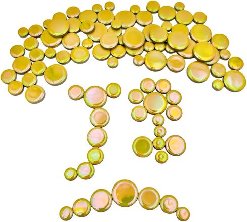 200g Iridescent Round Mosaic Tiles for Crafts Bulk, 11mm-23mm 4 Size Circular Mosaic Ceramic Pieces for Vases, Garden Decor, DIY Mosaic Making (Gold) in Saudi Arabia