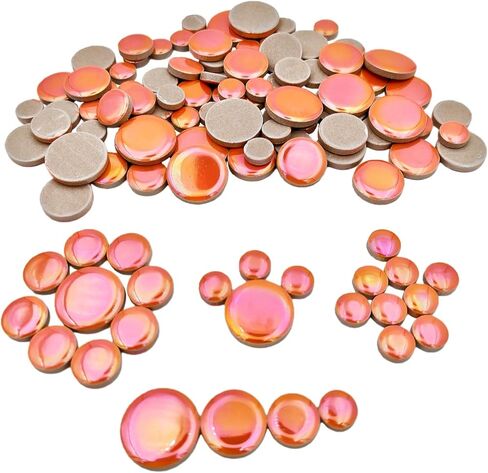 200g Iridescent Round Mosaic Tiles for Crafts Bulk, 11mm-23mm 4 Size Circular Mosaic Ceramic Pieces for Vases, Garden Decor, DIY Mosaic Making (Gold) in Saudi Arabia