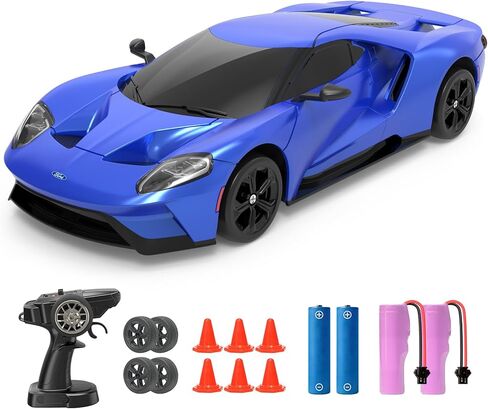 YONCHER RC Drift Car, Remote Control Car for Kids Ford Mustang Shelby GT500 Officially Licensed, 1:24 20KM/H 4WD with Lights, Fast Racing Toy Car for Boys Girls, Black in Saudi Arabia