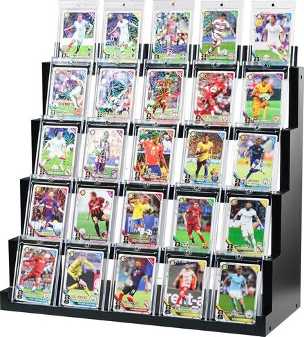 Card Display Stand ,4-Tier Wooden Trading Card Display Case for Graded Cards, Sports Card Display for PSA CGC SGC BGS Slabs in Saudi Arabia