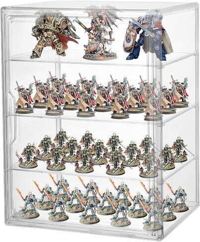 Clear Acrylic Miniature Storage Case Stackable Miniature Carrying Case for Collectibles Transport Action Figure Display case with Magnetic Door ,Death Guard 40k 14.2" × 10.6" in Saudi Arabia