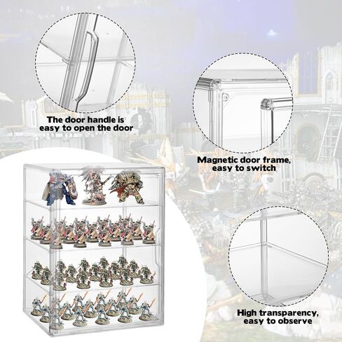 Clear Acrylic Miniature Storage Case Stackable Miniature Carrying Case for Collectibles Transport Action Figure Display case with Magnetic Door ,Death Guard 40k 14.2" × 10.6" in Saudi Arabia