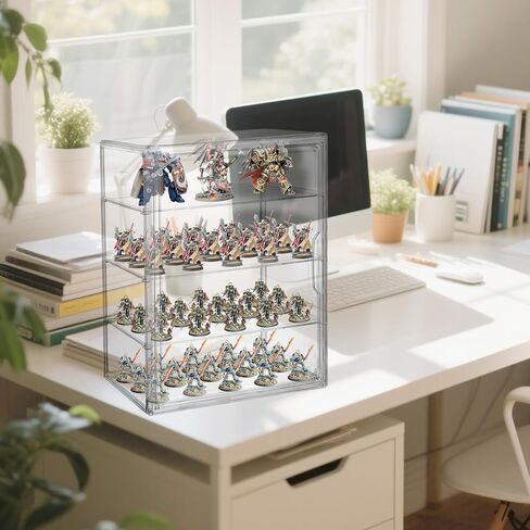 Clear Acrylic Miniature Storage Case Stackable Miniature Carrying Case for Collectibles Transport Action Figure Display case with Magnetic Door ,Death Guard 40k 14.2" × 10.6" in Saudi Arabia