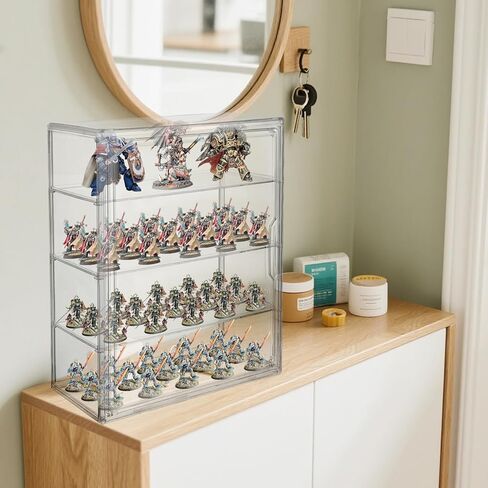 Clear Acrylic Miniature Storage Case Stackable Miniature Carrying Case for Collectibles Transport Action Figure Display case with Magnetic Door ,Death Guard 40k 14.2" × 10.6" in Saudi Arabia