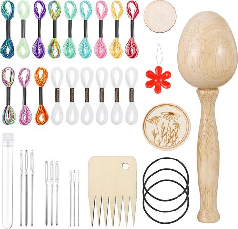 Yuanan Darning Egg، طقم جوارب رتق يتضمن 9 إبر عيون كبيرة في 3 أحجام 1 نول رتق البيض، خيط، أداة ضبط الإبرة، مشط 3 مطاط، 18 خيطًا ملونًا للعناية بالخياطة المنزلية اليدوية in Saudi Arabia