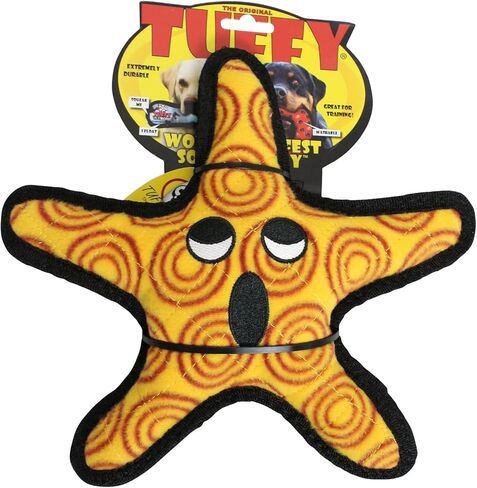 TUFFY - لعبة World's Tuffest الناعمة للكلاب - المحيط - أصوات الزقزقة - طبقات متعددة. مصنوعة متينة وقوية وصعبة. اللعب التفاعلي (الشد والرمي والجلب). يمكن غسله في الغسالة ويطفو على الماء. (نجم البحر، عبوة كبيرة 2) in Kuwait