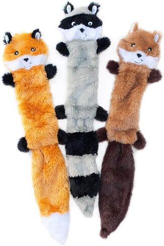 No Stuffing Squeaky Plush Dog Toys Fox, Raccoon & Squirrel Puzzle Toys with Crinkle Sound for Interactive Play in Saudi Arabia