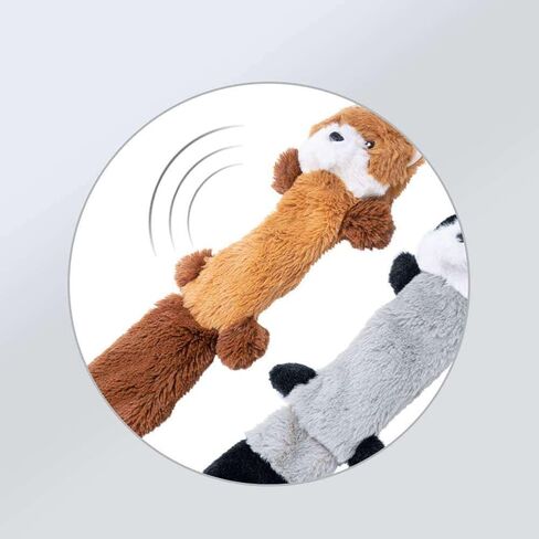 No Stuffing Squeaky Plush Dog Toys Fox, Raccoon & Squirrel Puzzle Toys with Crinkle Sound for Interactive Play in Saudi Arabia