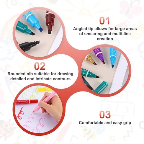 MECCANIXITY 5 Pcs Art Marker Pen Double-Ended Colored Pen Dual Sketch Marker for Drawing Sketching Writing Journaling, Middle Blue in Saudi Arabia