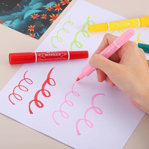 MECCANIXITY 5 Pcs Art Marker Pen Double-Ended Colored Pen Dual Sketch Marker for Drawing Sketching Writing Journaling, Middle Blue in Saudi Arabia