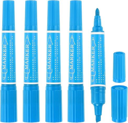 MECCANIXITY 5 Pcs Art Marker Pen Double-Ended Colored Pen Dual Sketch Marker for Drawing Sketching Writing Journaling, Middle Blue in Saudi Arabia