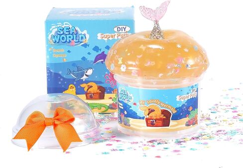 Shark Ocean Slime Kit with Ice Cream Tub - 8 Oz Blue Crystal Slime, Slime Party Favors for Kids, Resin Shark Charm & Glitter - Non-Sticky Sensory Toys for Boy & Girls 6-12,STEAM Classroom Gifts in Saudi Arabia