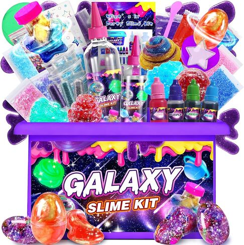 Mini Galaxy Slime Kit for Girls 6-12 Years Old, Glimmer Crunchy Slime, Foam Slime,Butter Slime, Stress Relief Toys, Party Favors for Kids, Fun Idea for Christmas & Easter in Saudi Arabia