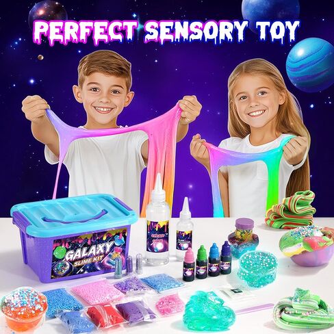 Mini Galaxy Slime Kit for Girls 6-12 Years Old, Glimmer Crunchy Slime, Foam Slime,Butter Slime, Stress Relief Toys, Party Favors for Kids, Fun Idea for Christmas & Easter in Saudi Arabia