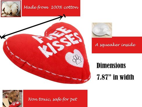 BoomBone Valentines Dog Toy, Plush Dog Squeak Toy, Heart Dog Toy for Small Medium Dogs in Kuwait