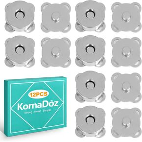 KornaDoz 12 زوجًا من الأزرار المغناطيسية غير القابلة للخياطة، وإغلاق معدني آمن للمحافظ، وحقائب اليد، والملابس، والحرف اليدوية in Kuwait