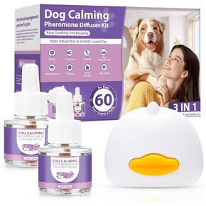 موزع فرمونات مهدئ للكلاب 3 في 1 مجموعة متقدمة لتلطيف ناشر الفرمون لتهدئة الحيوانات الأليفة (قابس واحد + عبوة 2 × 48 مل) لتخفيف القلق وتخفيف التوتر وتقليل العدوانية والإجهاد (لا طعم له) in Kuwait