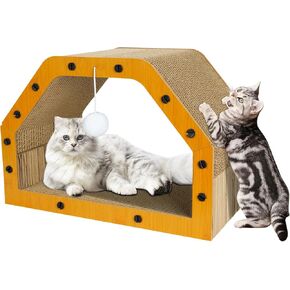 بيت القطط من الورق المقوى - خدش القطط الكبير من الورق المقوى، كرسي مريح للقطط كنفق وأريكة، خدش القطط للقطط الداخلية، آمن ومأمون in Kuwait