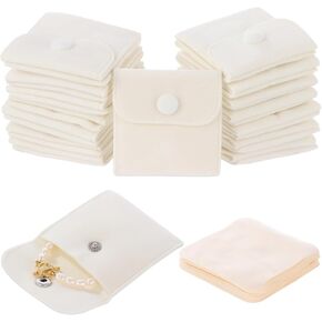 120 Pcs Jewelry Pouches, PU Leather Jewelry Packaging Bags with Cleaning Cloths, Jewelry Organizer Pouches with Snap Buttons, Luxurious Jewelry Present Bags for Earrings, Bracelets in Kuwait